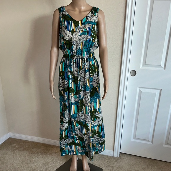 Apt. 9 Dresses & Skirts - NWT Apt. 9 Striped Floral Maxi Dress - Green and Blue Size Small